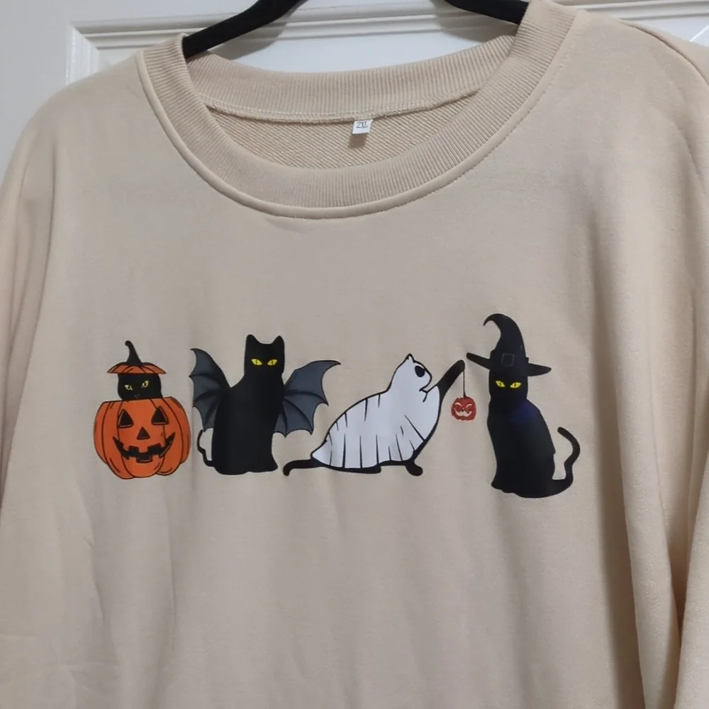 Black cat Halloween top size 2x - Picture 2 of 3